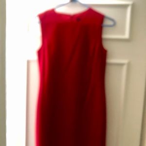 Red wool lined mini shift dress-